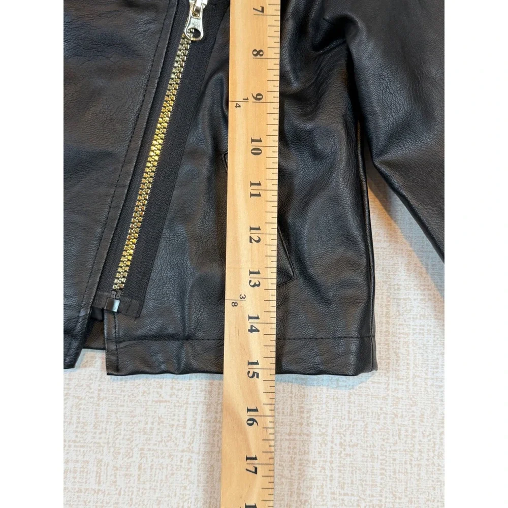 Little Lass Kids Black Faux Leather Moto Biker Core Jacket 4T Punk Rock Edgy
